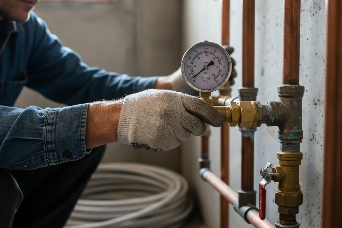 Pressure testing a repaired line during Water Line Repair in Empire
